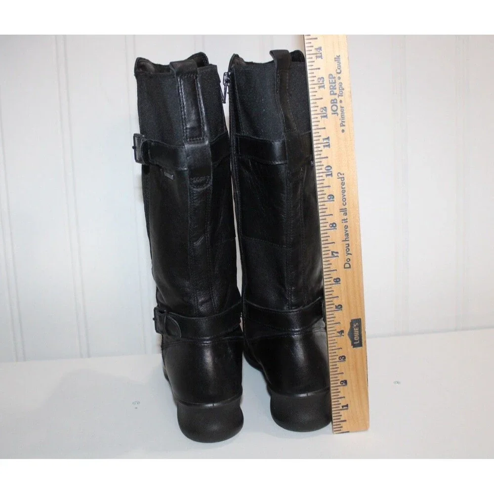 ECCO‎ Babett Boots EU 39 US 8 Black Leather GORE-TEX Waterproof Tall Wedge